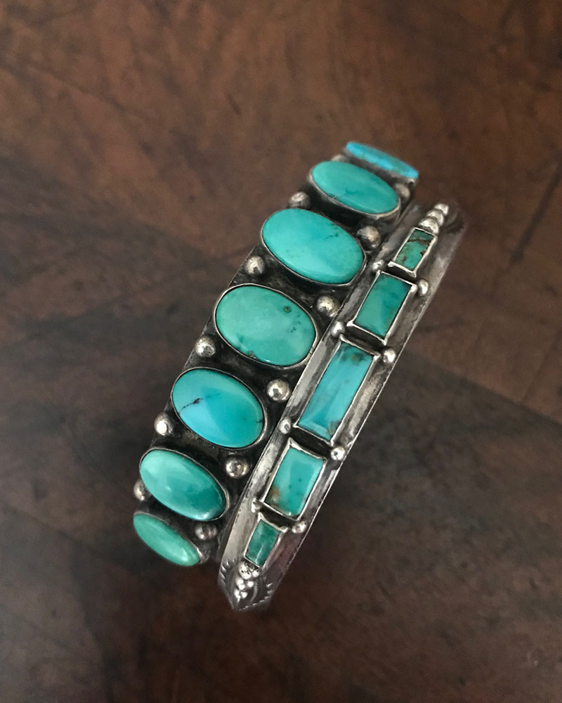 Navajo Row Bracelet with Seven Turquoise Stones