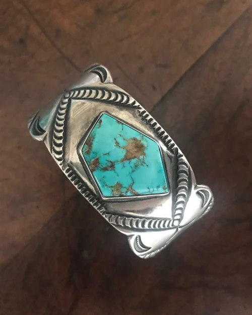 Navajo Bracelet with Stamped Dragon Fly Imagery