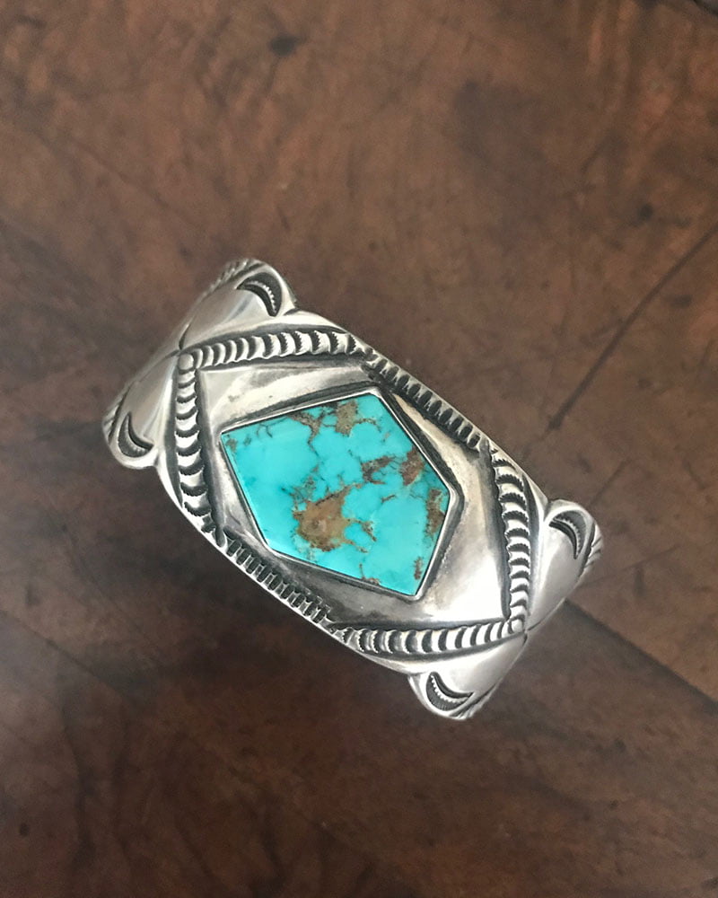 Navajo Bracelet with Stamped Dragon Fly Imagery