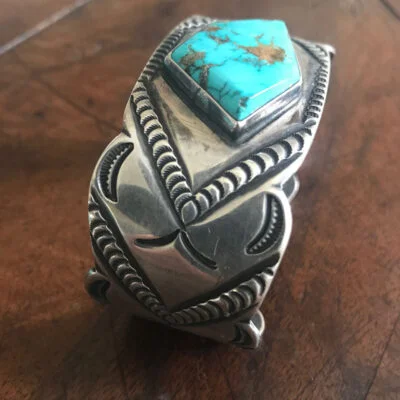 Navajo Bracelet with Stamped Dragon Fly Imagery
