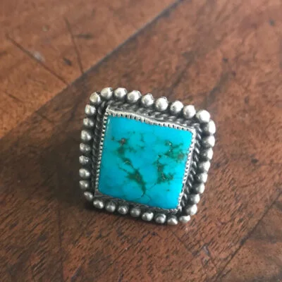 Square Navajo Turquoise Ring