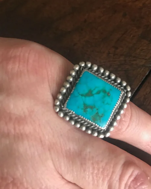 Square Navajo Turquoise Ring
