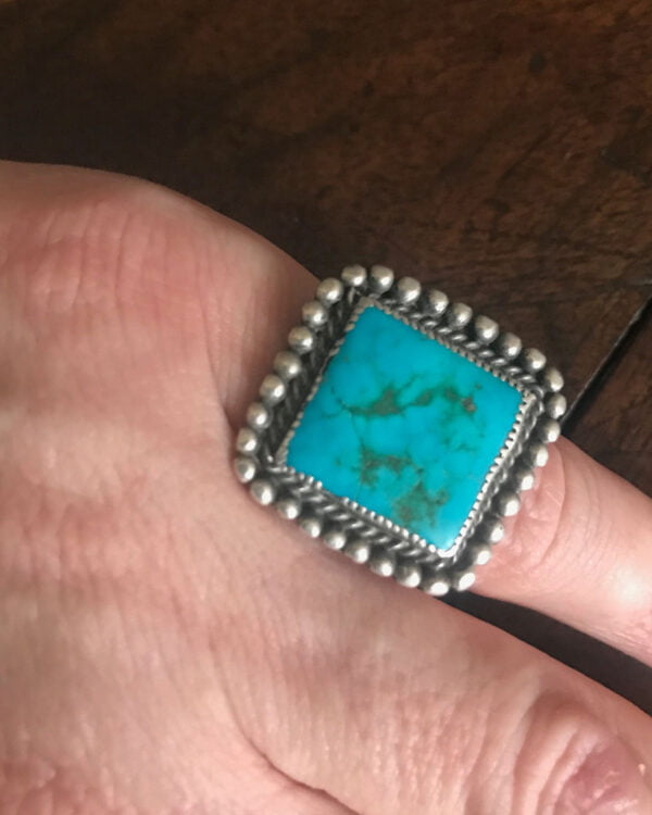 Square Navajo Turquoise Ring