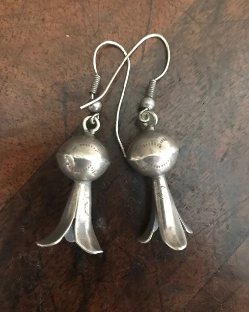 Hand Stamped Squash Blossom Earrings