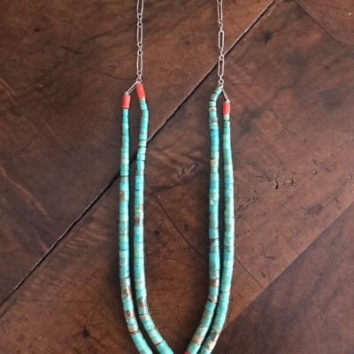 Two Strand Turquoise Necklace With Coral