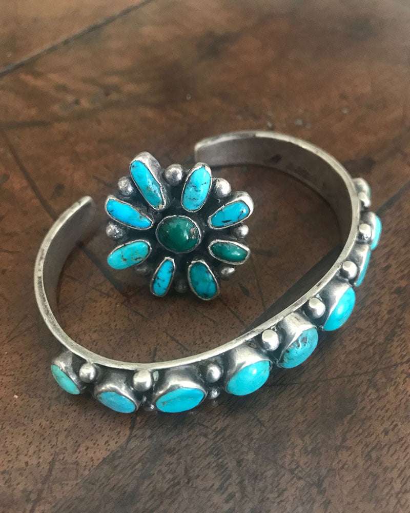Early Navajo Turquoise Cluster Ring