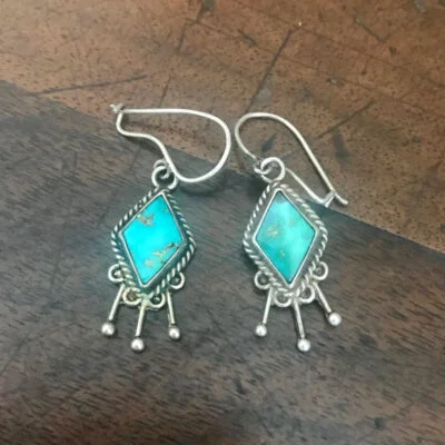 Exquisitely Dainty Blue Gem Turquoise Earrings