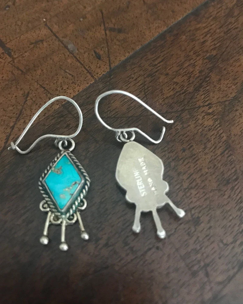 Exquisitely Dainty Blue Gem Turquoise Earrings