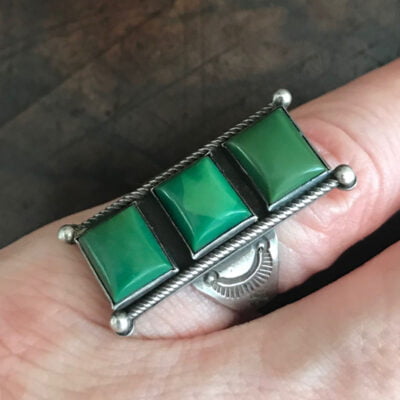 Custom Fred Harvey Era Cerrillos Turquoise Ring