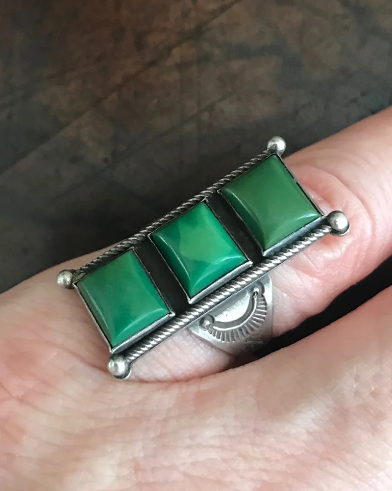 Custom Fred Harvey Era Cerrillos Turquoise Ring