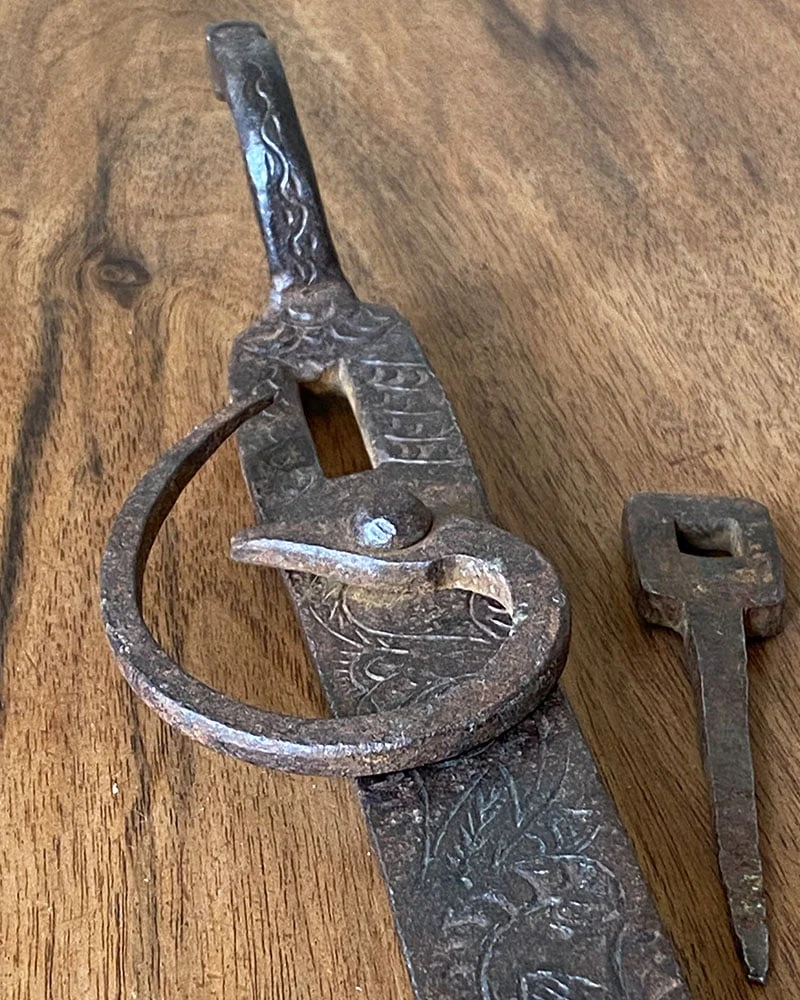 Mexican Wrought Iron Door Lock c. 1820-50's