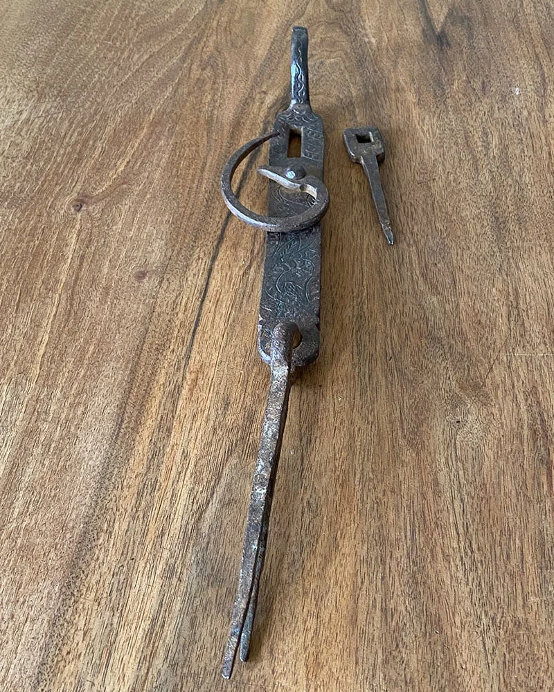 Mexican Wrought Iron Door Lock c. 1820-50's