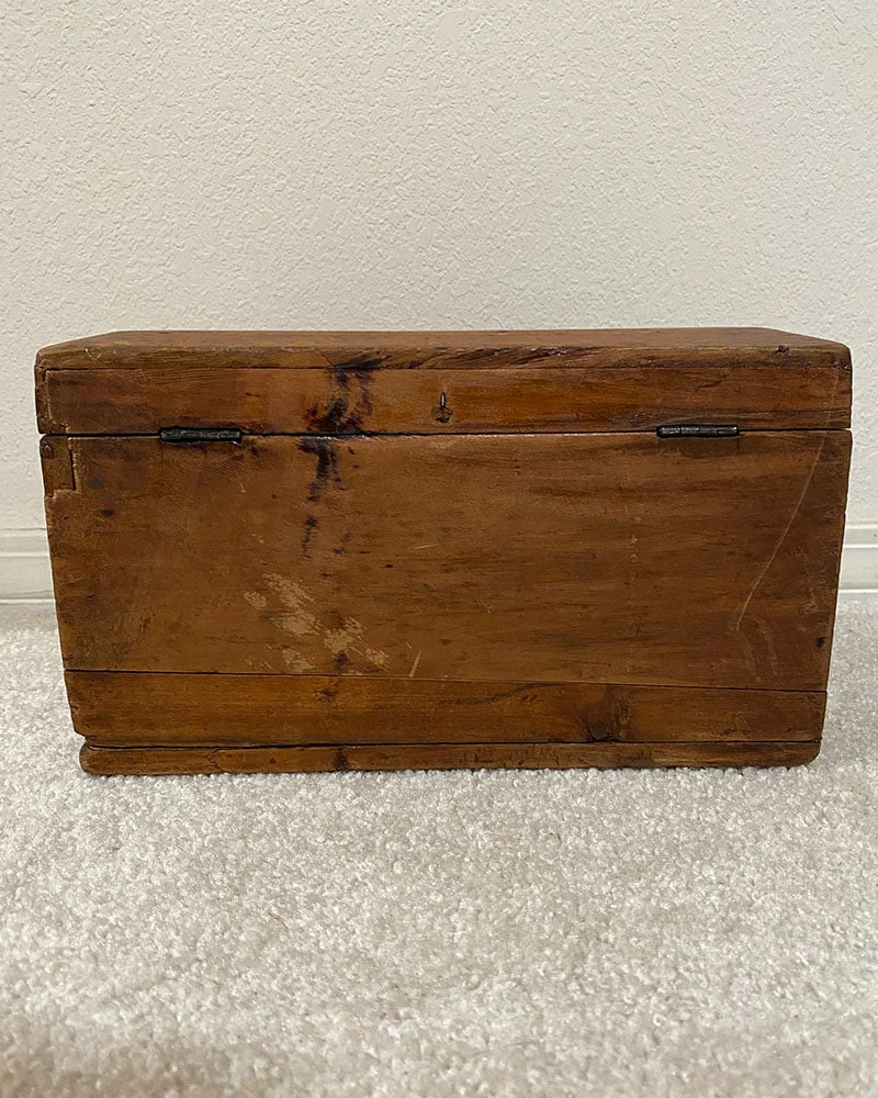 Mexican Wooden Box with Inlaid Dog and Deer