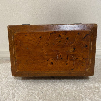 Mexican Wooden Box with Inlaid Dog and Deer