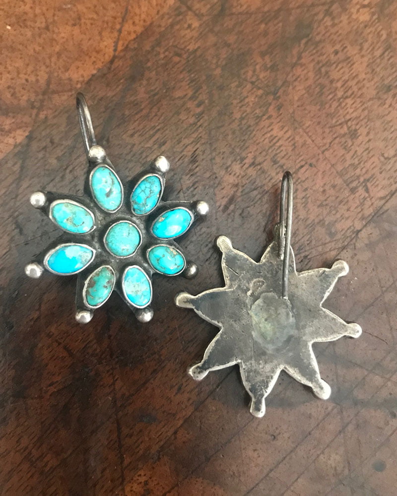 Early Navajo Turquoise Cluster Earrings
