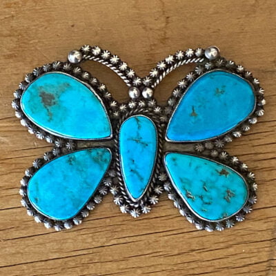 Magnificent BLUE GEM Turquoise Butterfly Pin
