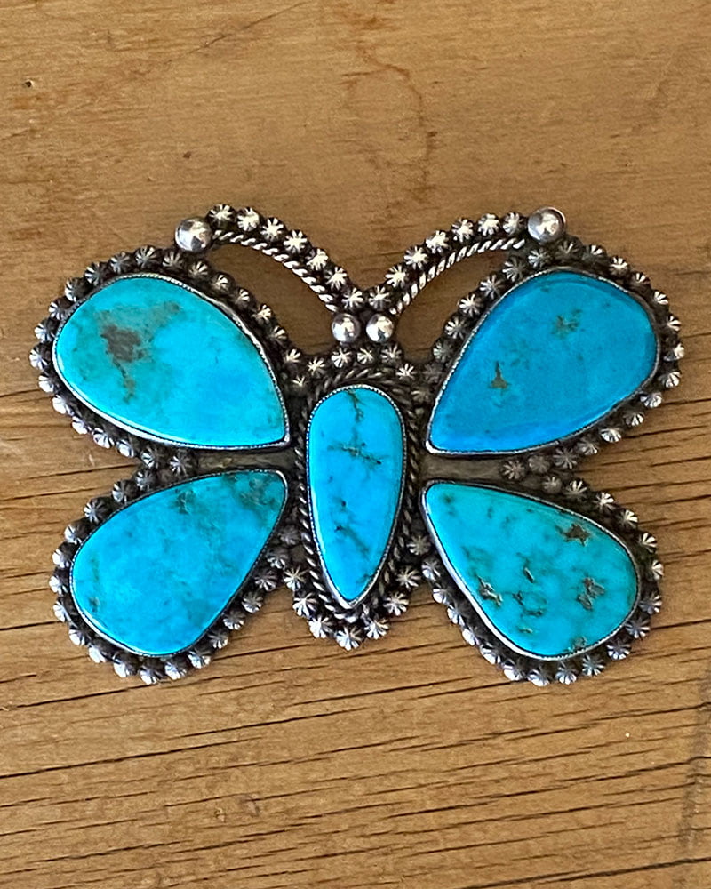 Magnificent BLUE GEM Turquoise Butterfly Pin