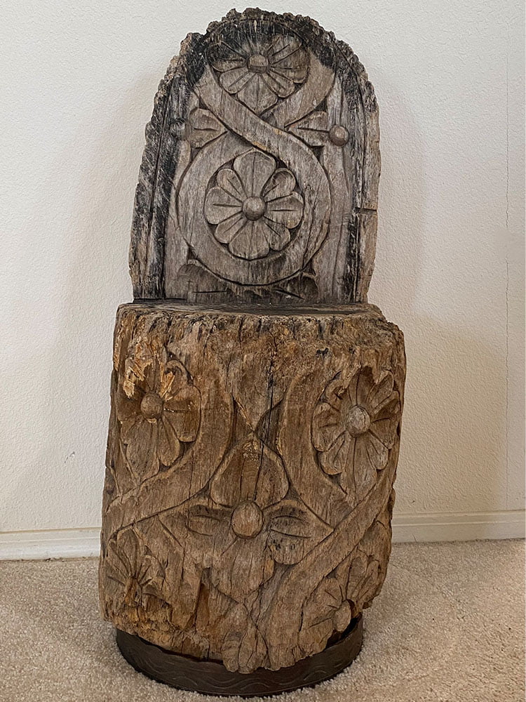 Mexican Mesquite carved stool.