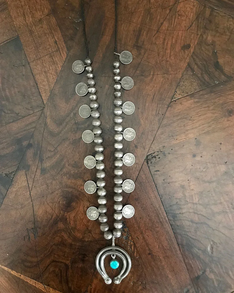 Navajo Dime Necklace With Great Old Naja