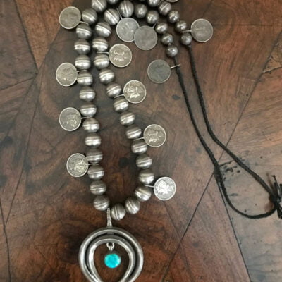 Navajo Dime Necklace With Great Old Naja
