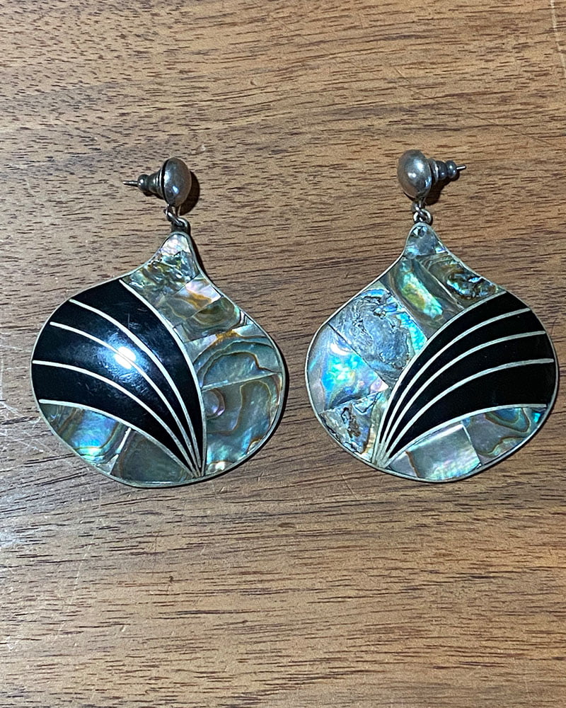 Mexican Art Deco Abalone Shell Earrings