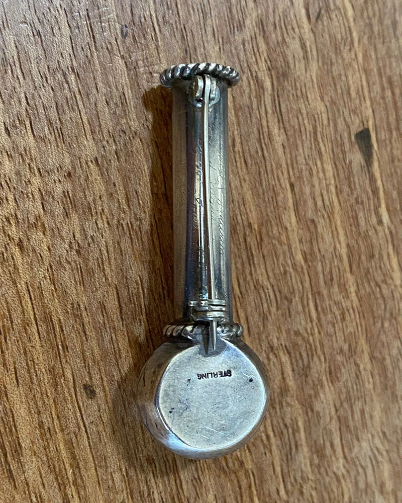 A Quirky Navajo Silver Flower Pot PIn