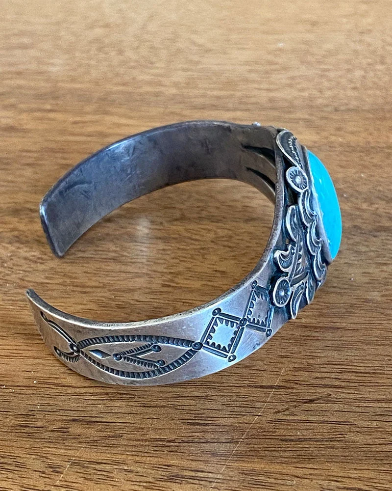 Hallmarked Fred Peshlakai Turquoise Bracelet