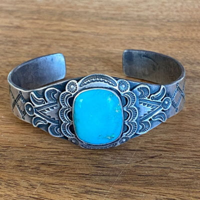 Hallmarked Fred Peshlakai Turquoise Bracelet