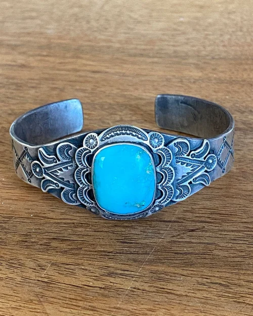 Hallmarked Fred Peshlakai Turquoise Bracelet