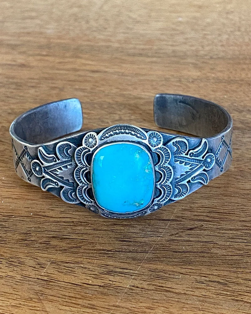 Hallmarked Fred Peshlakai Turquoise Bracelet