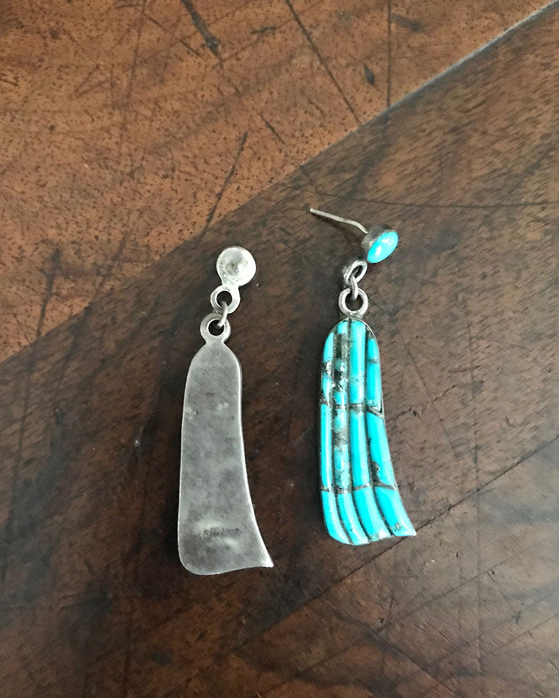 Zuni Raised Channel Inlay Turquoise Earrings