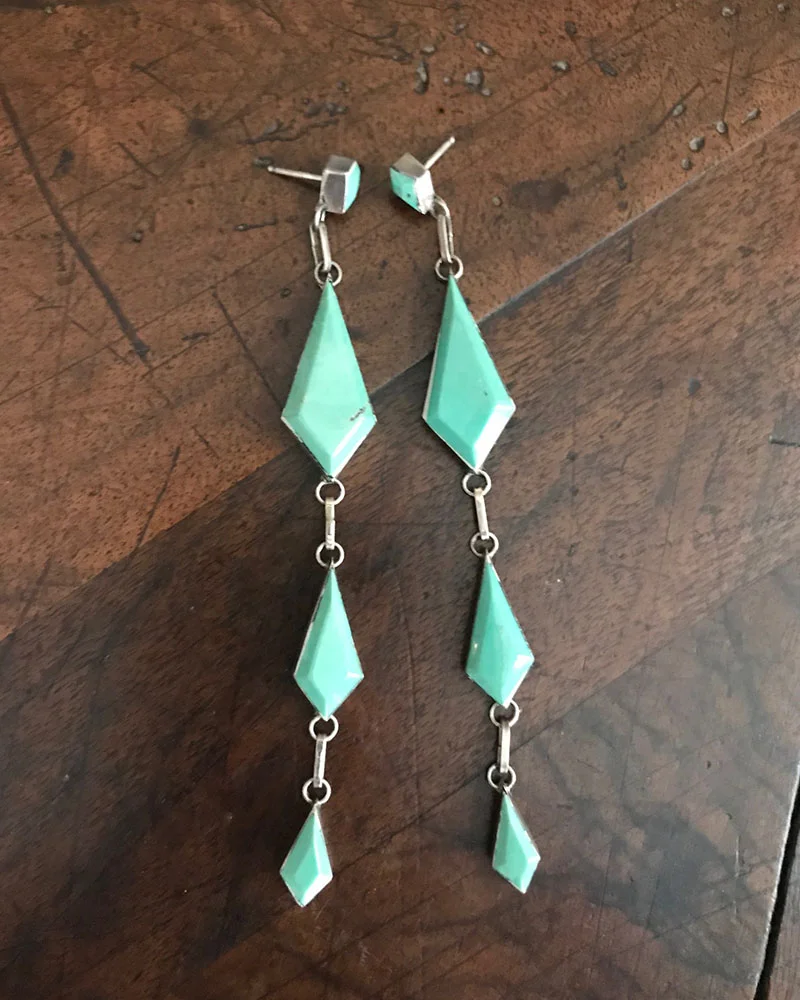 Long Pale Green Turquoise Earrings