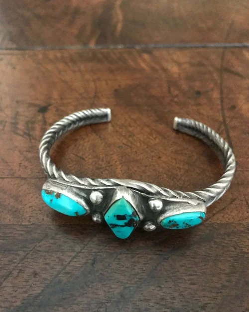 Navajo Three Stone Twist Wire Bracelet