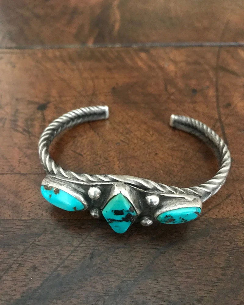 Navajo Three Stone Twist Wire Bracelet