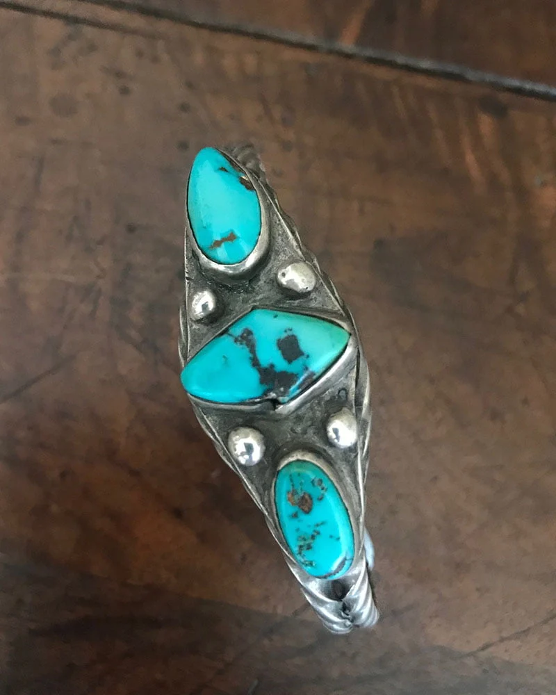 Navajo Three Stone Twist Wire Bracelet