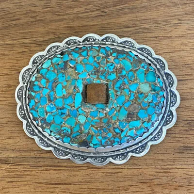 Santo Domingo Turquoise Encrusted Pin