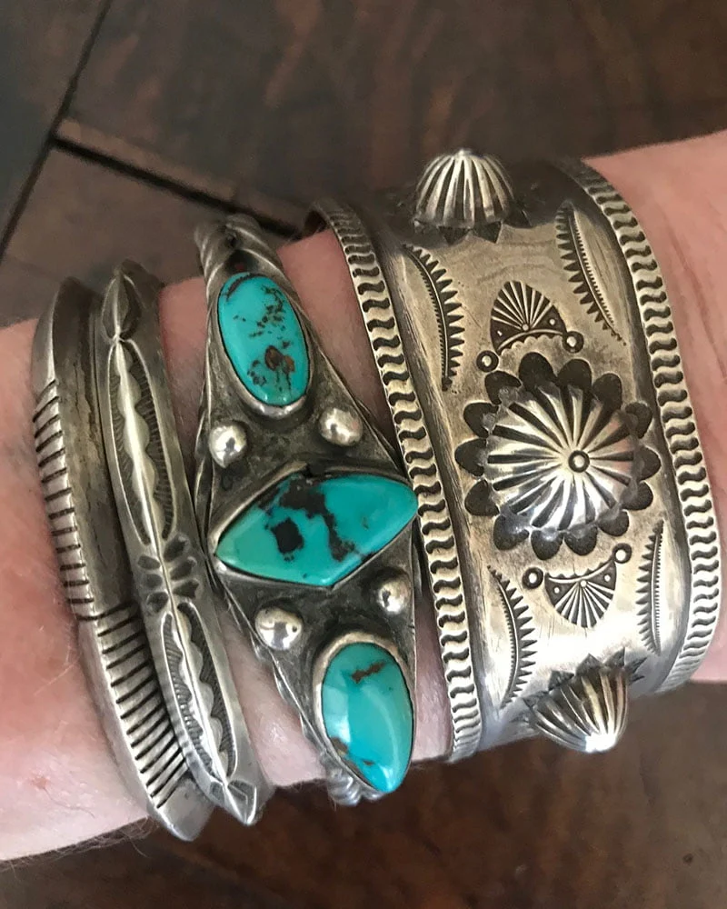 Navajo Three Stone Twist Wire Bracelet