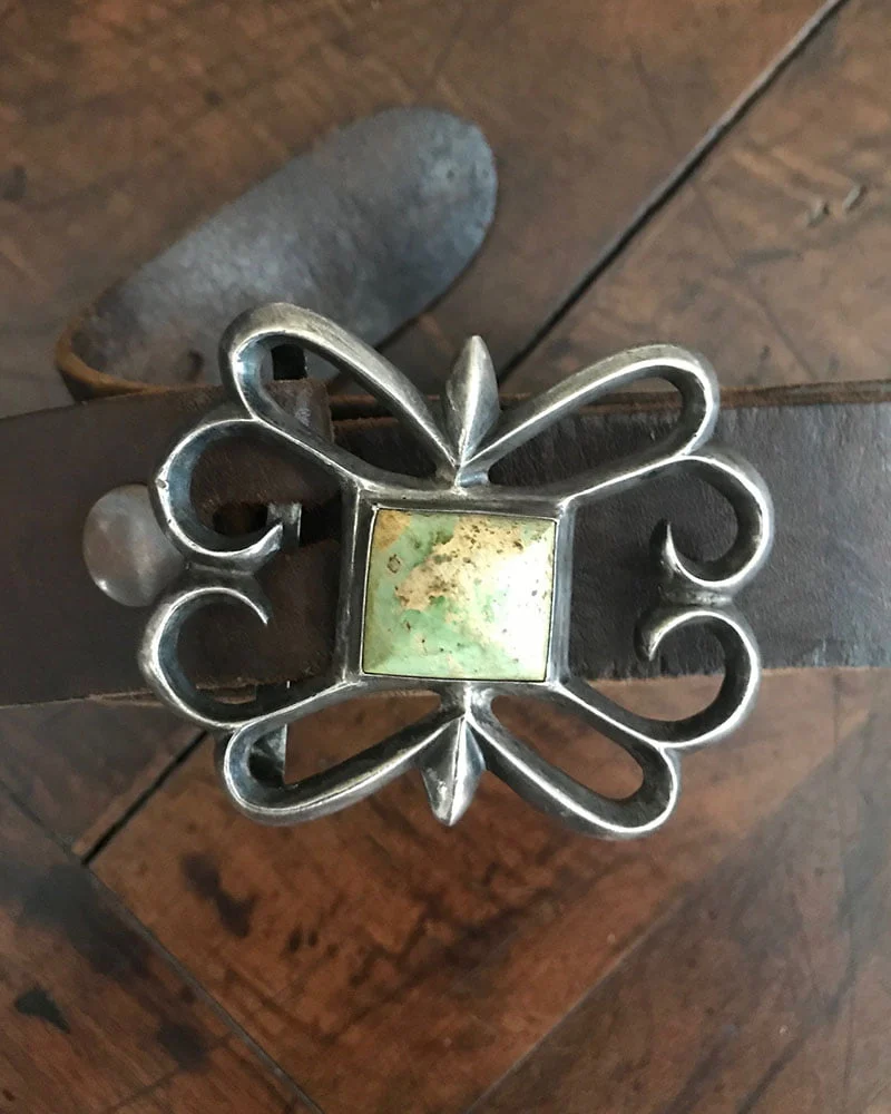 Navajo Cast Silver Belt Buckle