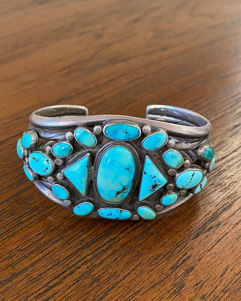 Unique Navajo Turquoise Cluster Bracelet