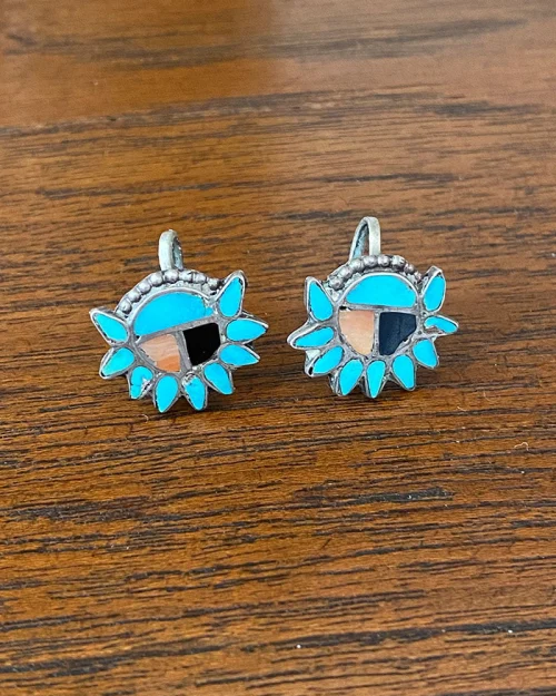 Zuni Inlaid Sun Katsina Earrings