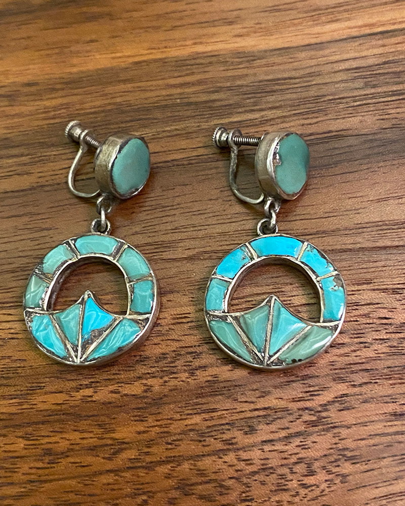 Zuni Raised Turquoise Earrings