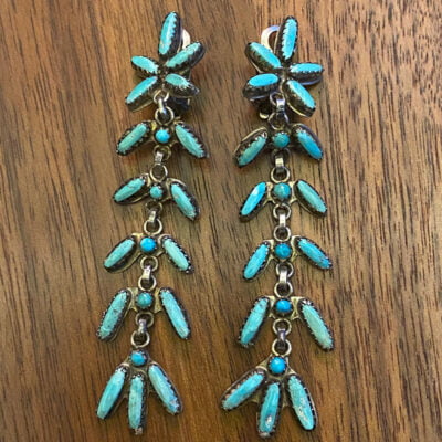 Long Zuni Turquoise Earrings