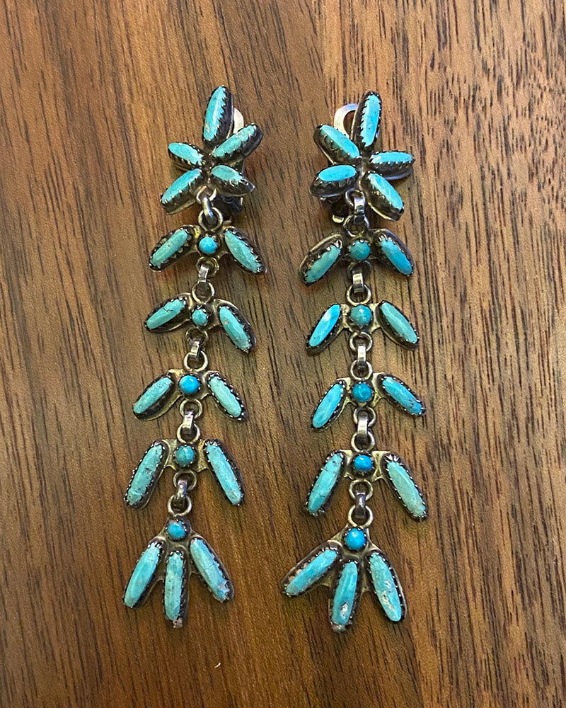 Long Zuni Turquoise Earrings