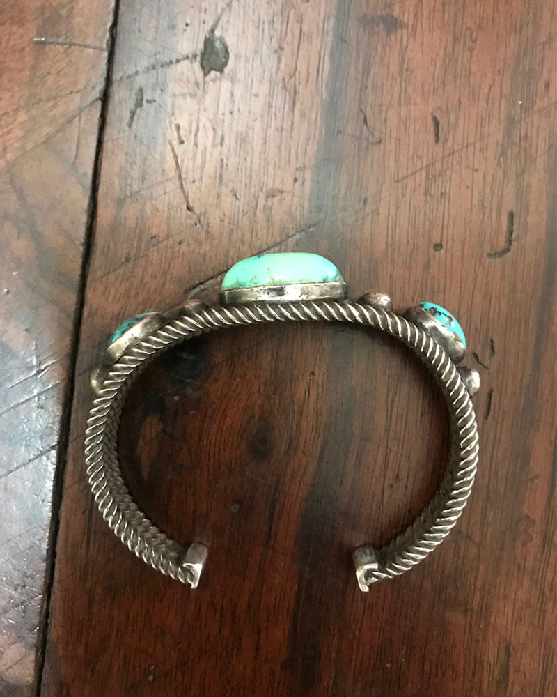 Navajo Twist Wire and Turquoise Bracelet