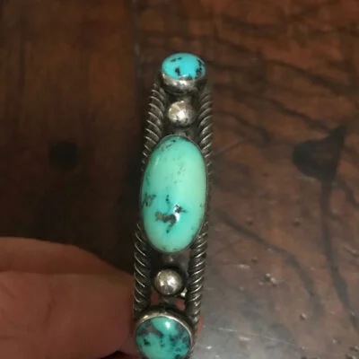 Navajo Twist Wire and Turquoise Bracelet