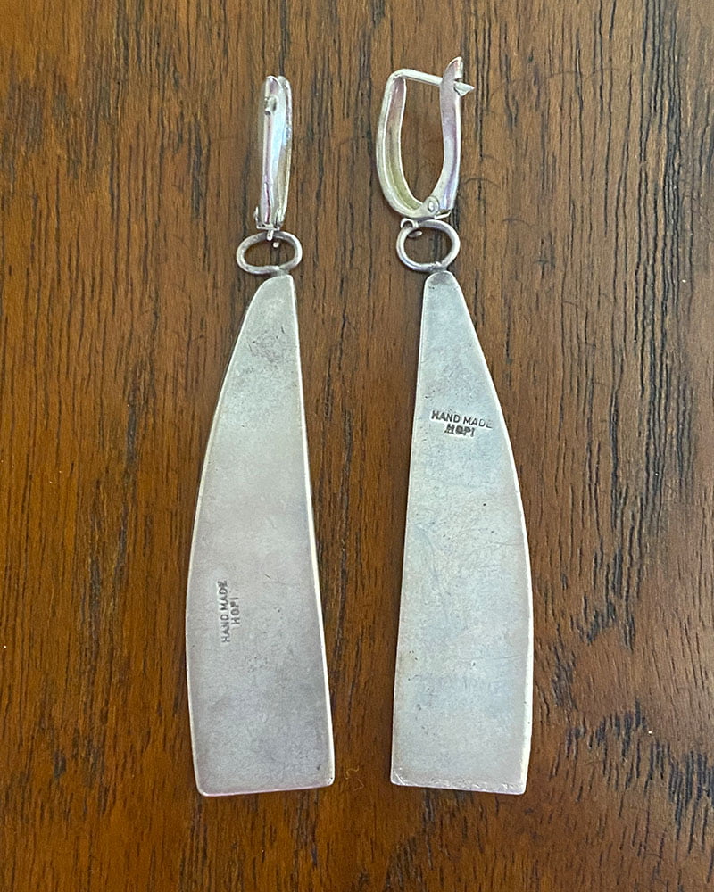 Early Silver Hopi Guild Overlay Earrings