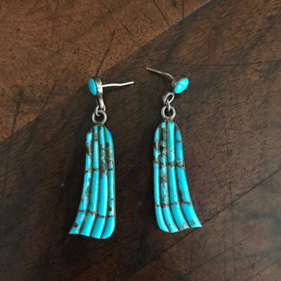 Zuni Raised Channel Inlay Turquoise Earrings