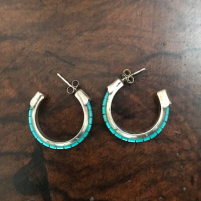 Contemporary Turquoise Hoop Earrings