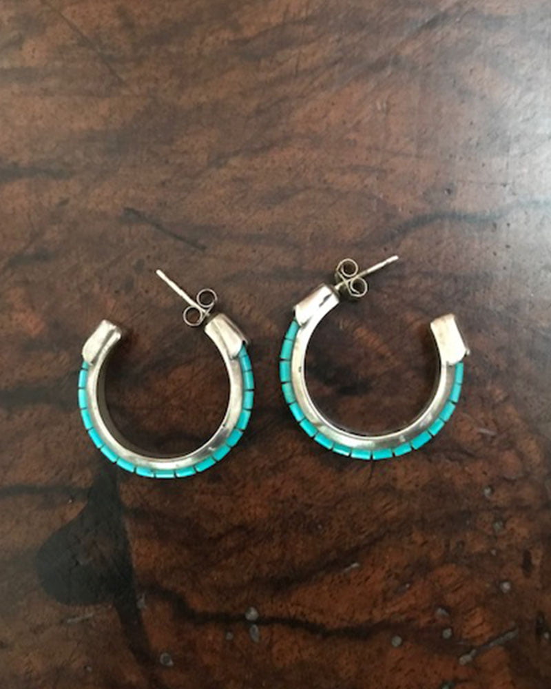 Contemporary Turquoise Hoop Earrings