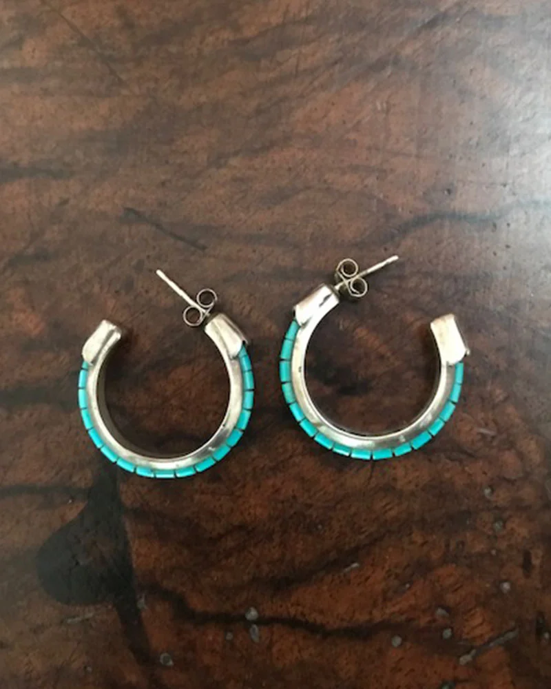 Contemporary Turquoise Hoop Earrings